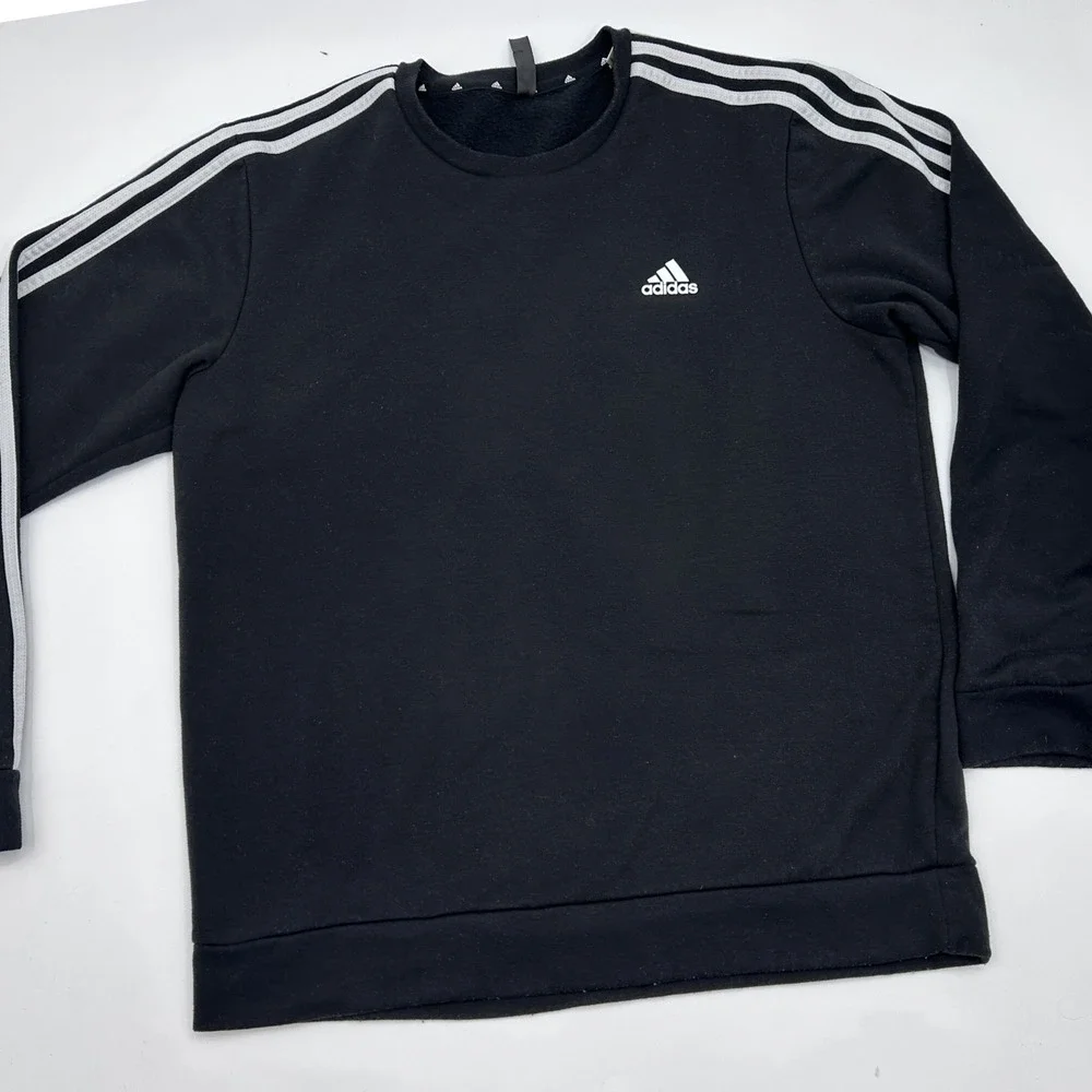 Adidas Primegreen 3-Stripe Crewneck Sweatshirt Mens Large Black Embroidered